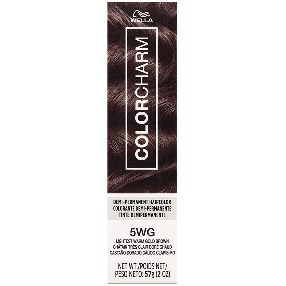 WELLA COLOR CHARM DEMI-PERMANENT CREAM HAIR COLOR 5WG Lightest Warm Golden Brown Demi-Permanent Color WELLA for sacramento, california, barbers, hair stylist, cosmetologist, beauty industry
