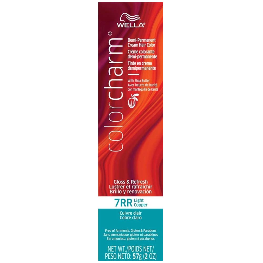 WELLA COLOR CHARM DEMI-PERMANENT CREAM HAIR COLOR 7RR Light Copper Demi-Permanent Color WELLA for sacramento, california, barbers, hair stylist, cosmetologist, beauty industry