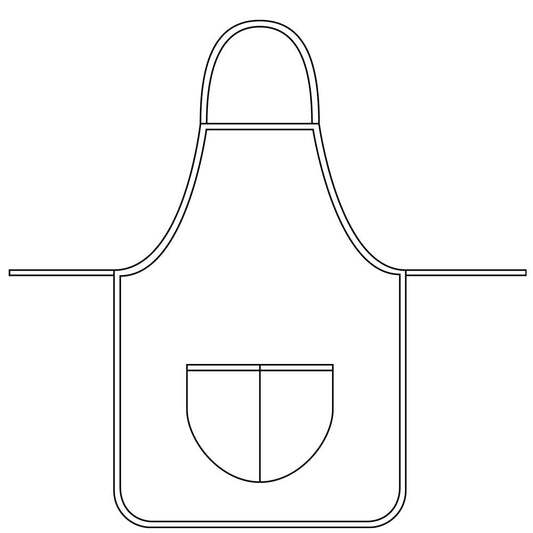 Sewicob Vincent Heat Stamp Apron technical line drawing blueprint showing layout, contour, and double front utility pockets