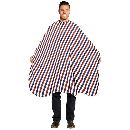 SCALPMASTER POLYESTER STRIPED BARBER CAPE - RED/ BLUE
