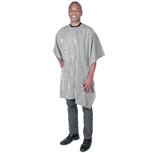 SCALPMASTER NYLON STRIPED BARBER CLOTH Black Cape SCALPMASTER for sacramento, california, barbers, hair stylist, cosmetologist, beauty industry