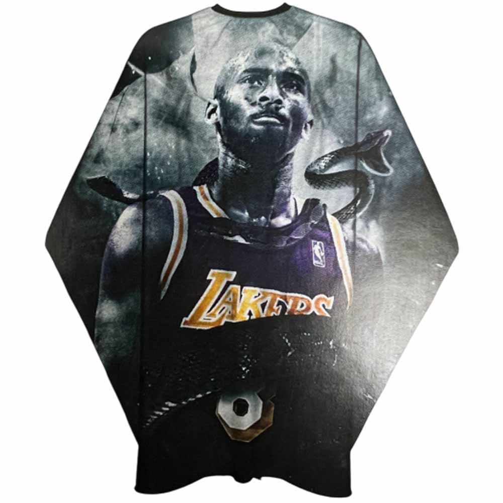 The Shave Factory XXL Premium Barber Haircutting Cape with Yellow and Purple Lakers Design
