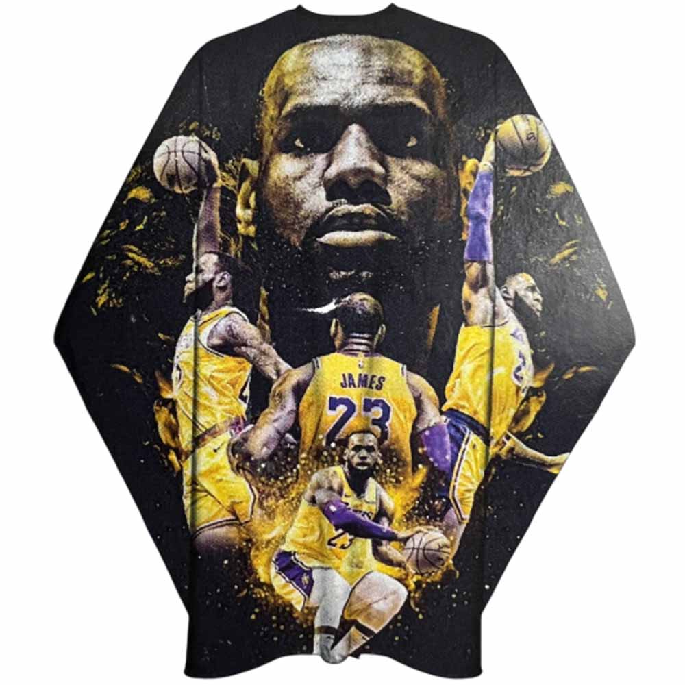 THE SHAVE FACTORY BARBER CAPE - LAKERS Cape THE SHAVE FACTORY for sacramento, california, barbers, hair stylist, cosmetologist, beauty industry