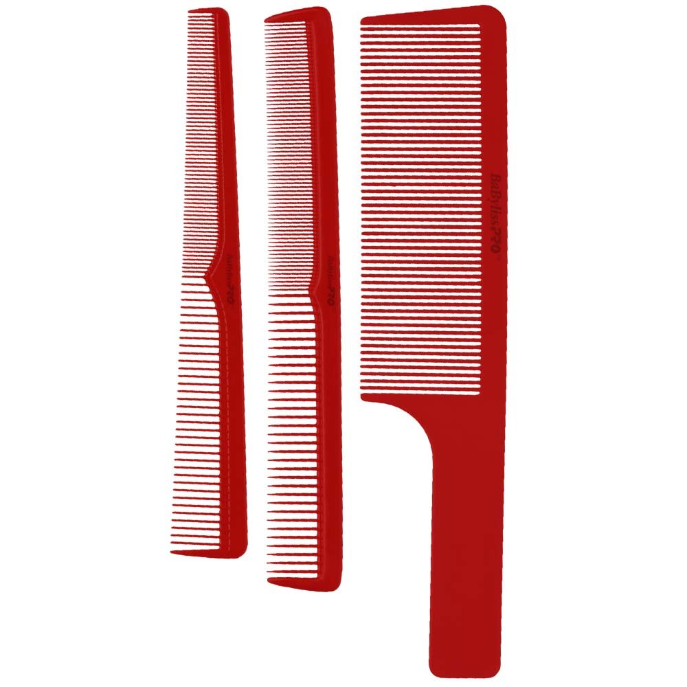 BABYLISSPRO BARBEROLOGY COMB SET - RED 3 PC Hair Comb BABYLISSPRO for sacramento, california, barbers, hair stylist, cosmetologist, beauty industry