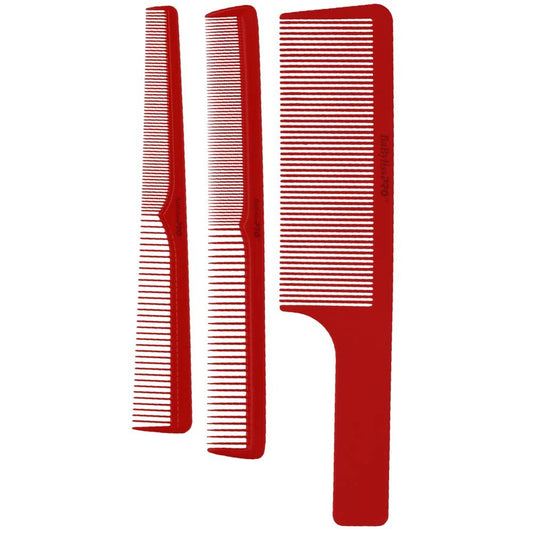 BABYLISSPRO BARBEROLOGY COMB SET - RED 3 PC Hair Comb BABYLISSPRO for sacramento, california, barbers, hair stylist, cosmetologist, beauty industry