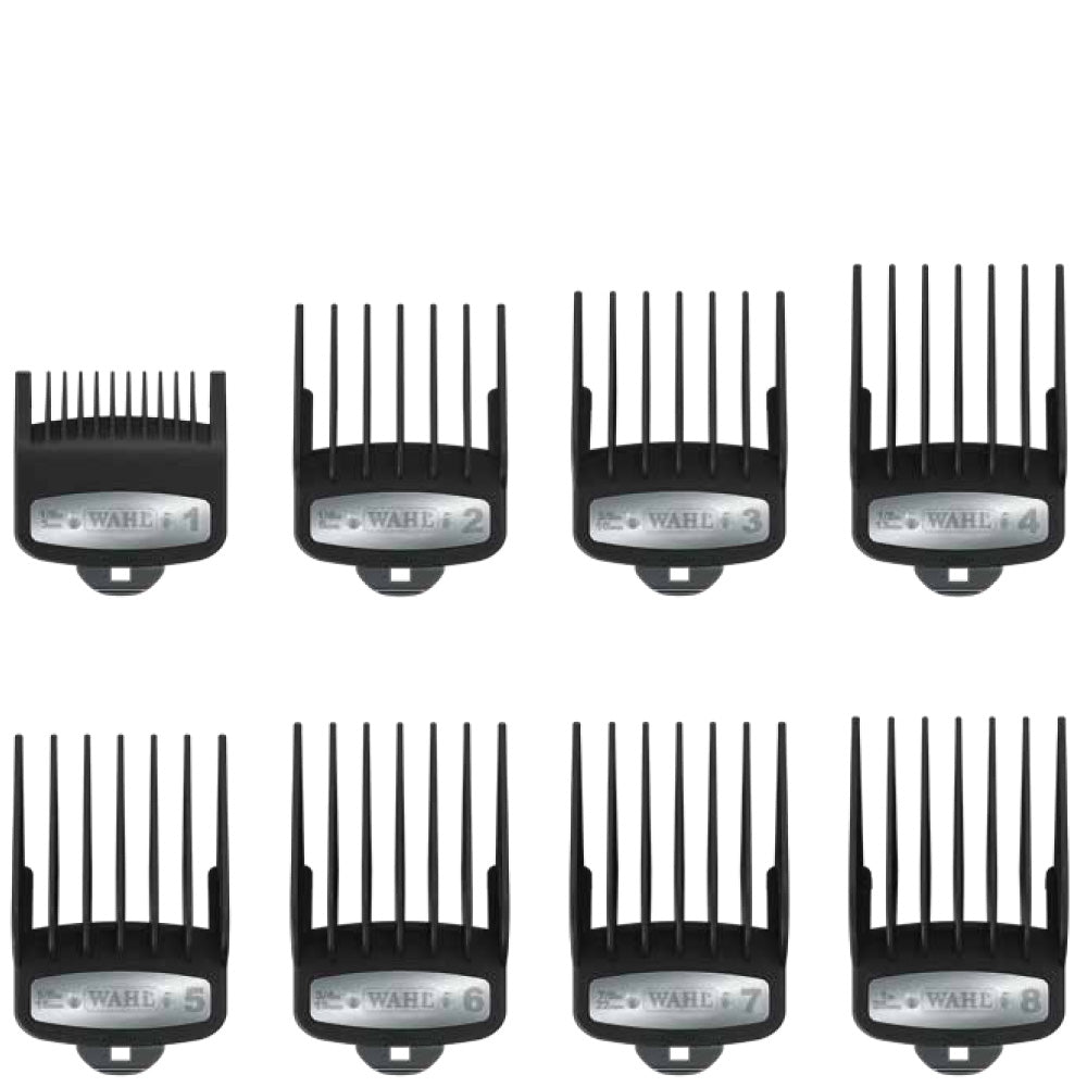 WAHL PREMIUM CUTTING GUIDE WITH METAL CLIP 8 pc set Clipper Guard WAHL for sacramento, california, barbers, hair stylist, cosmetologist, beauty industry