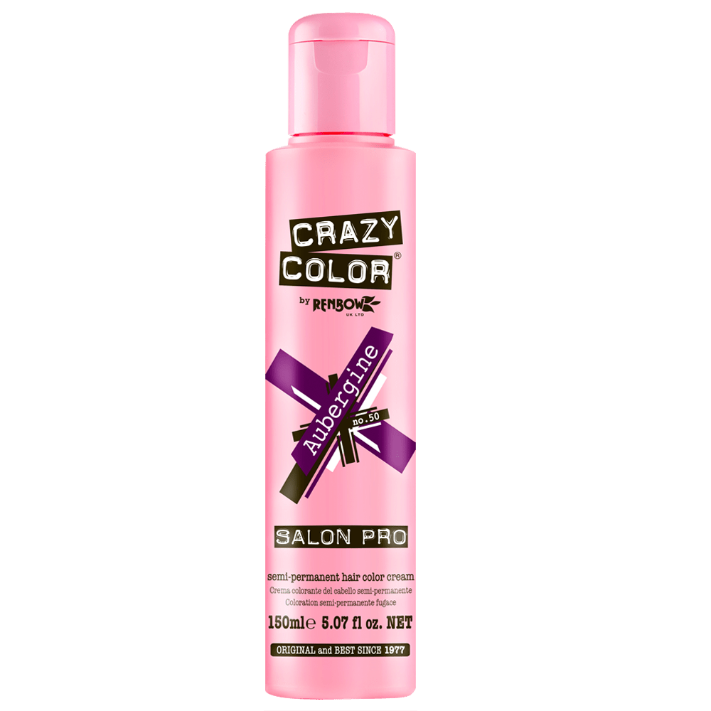 BeauBAR Supply CRAZY COLOR SEMI - PERMANENT HAIR COLOR CREAM - 50 AUBERGINE CO - 01860