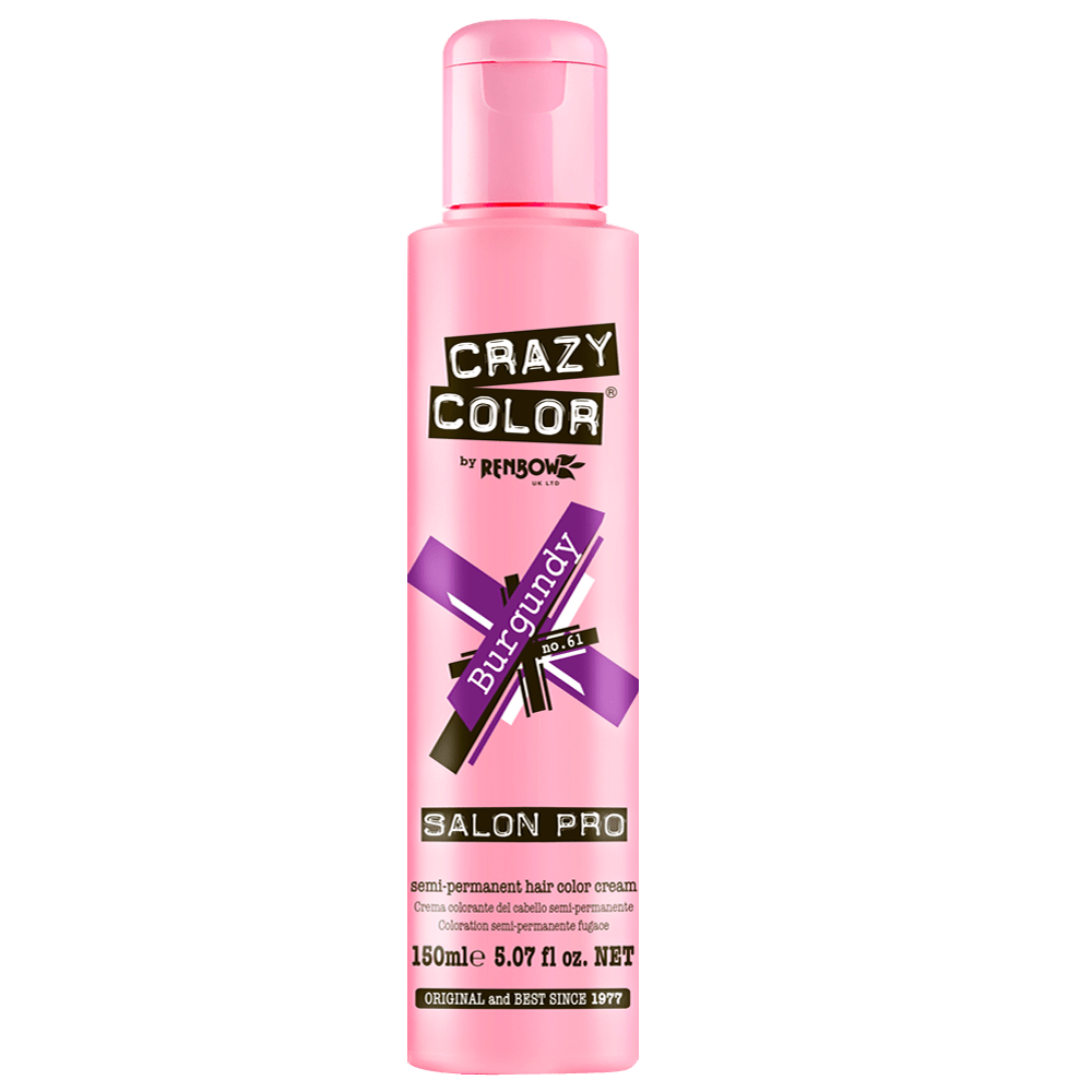 BeauBAR Supply CRAZY COLOR SEMI - PERMANENT HAIR COLOR CREAM - 61 BURGUNDY CO - 01869