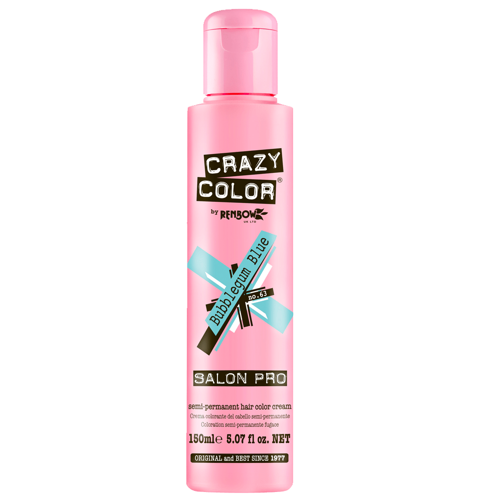 CRAZY COLOR SEMI-PERMANENT HAIR COLOR CREAM - 63 BUBBLEGUM BLUE Semi-Permanent Color CRAZY COLOR for sacramento, california, barbers, hair stylist, cosmetologist, beauty industry