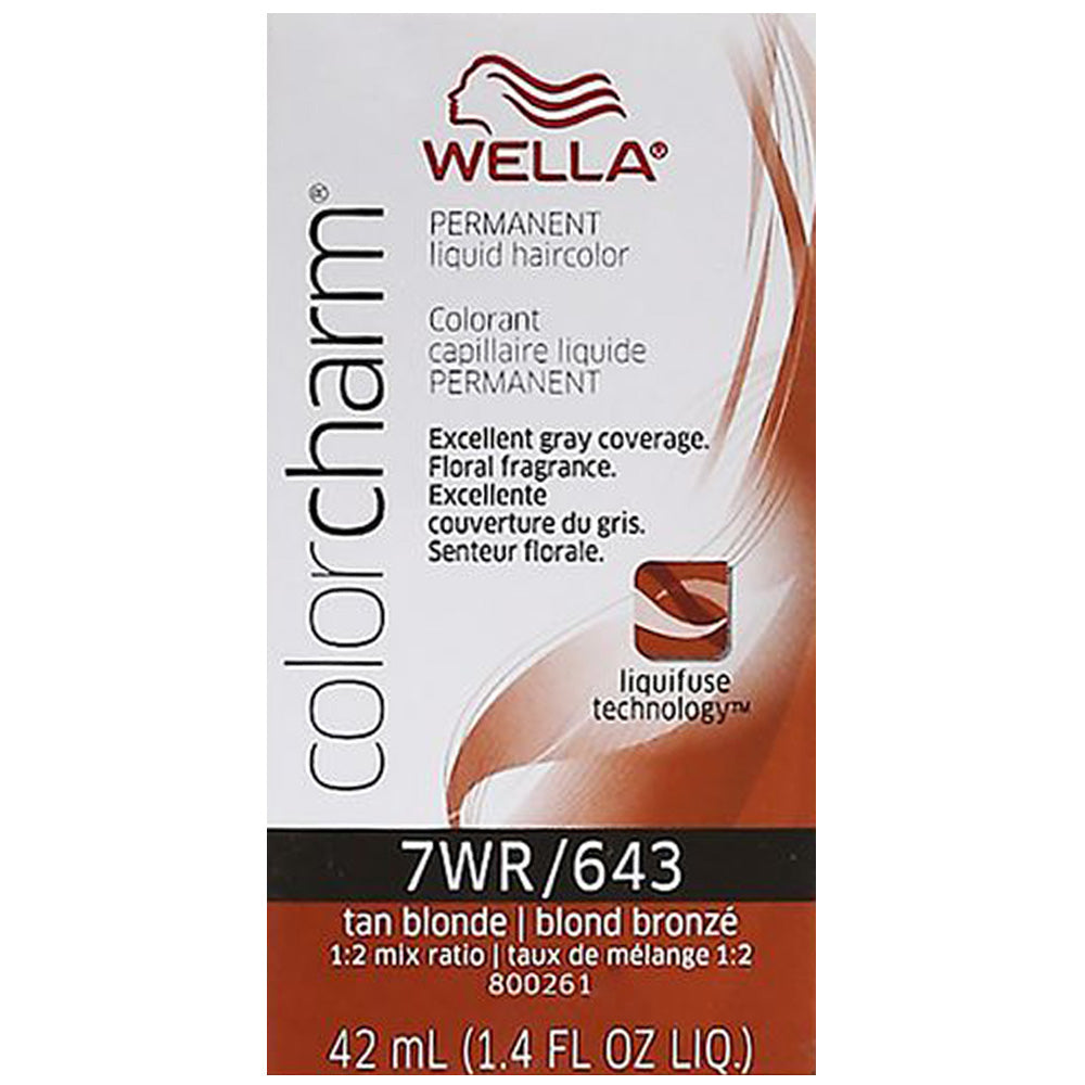 WELLA COLOR CHARM PERMANENT LIQUID HAIR COLOR - 7WR/643 TAN BLONDE Permanent Color WELLA for sacramento, california, barbers, hair stylist, cosmetologist, beauty industry