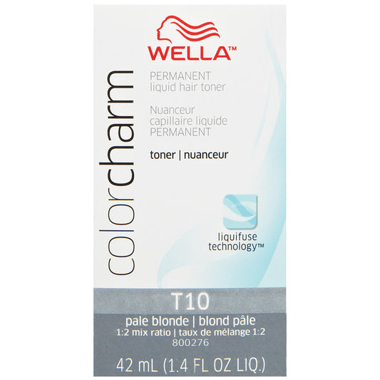 WELLA COLOR CHARM PERMANENT LIQUID HAIR COLOR - TONER T10 PALE BLONDE Permanent Color WELLA for sacramento, california, barbers, hair stylist, cosmetologist, beauty industry