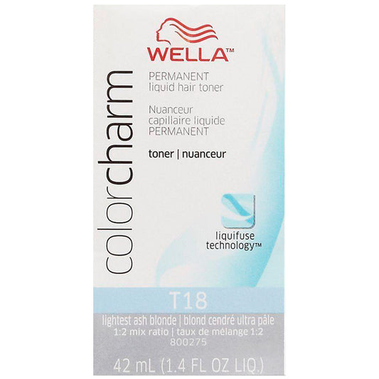 WELLA COLOR CHARM PERMANENT LIQUID HAIR COLOR - TONER T18 LIGHTEST ASH BLONDE Permanent Color WELLA for sacramento, california, barbers, hair stylist, cosmetologist, beauty industry