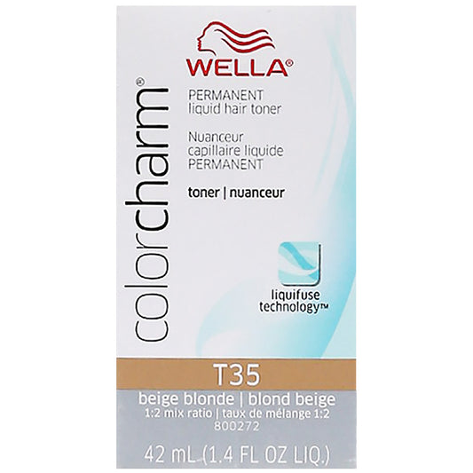 WELLA COLOR CHARM PERMANENT LIQUID HAIR COLOR - TONER T35 BEIGE BLONDE Permanent Color WELLA for sacramento, california, barbers, hair stylist, cosmetologist, beauty industry