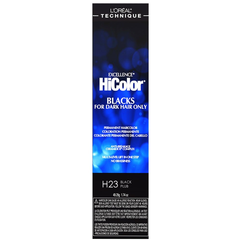 L'OREAL EXCELLENCE HICOLOR PERMANENT CREME HAIR COLOR BLACKS H23 Black Plum Permanent Color LOREAL for sacramento, california, barbers, hair stylist, cosmetologist, beauty industry