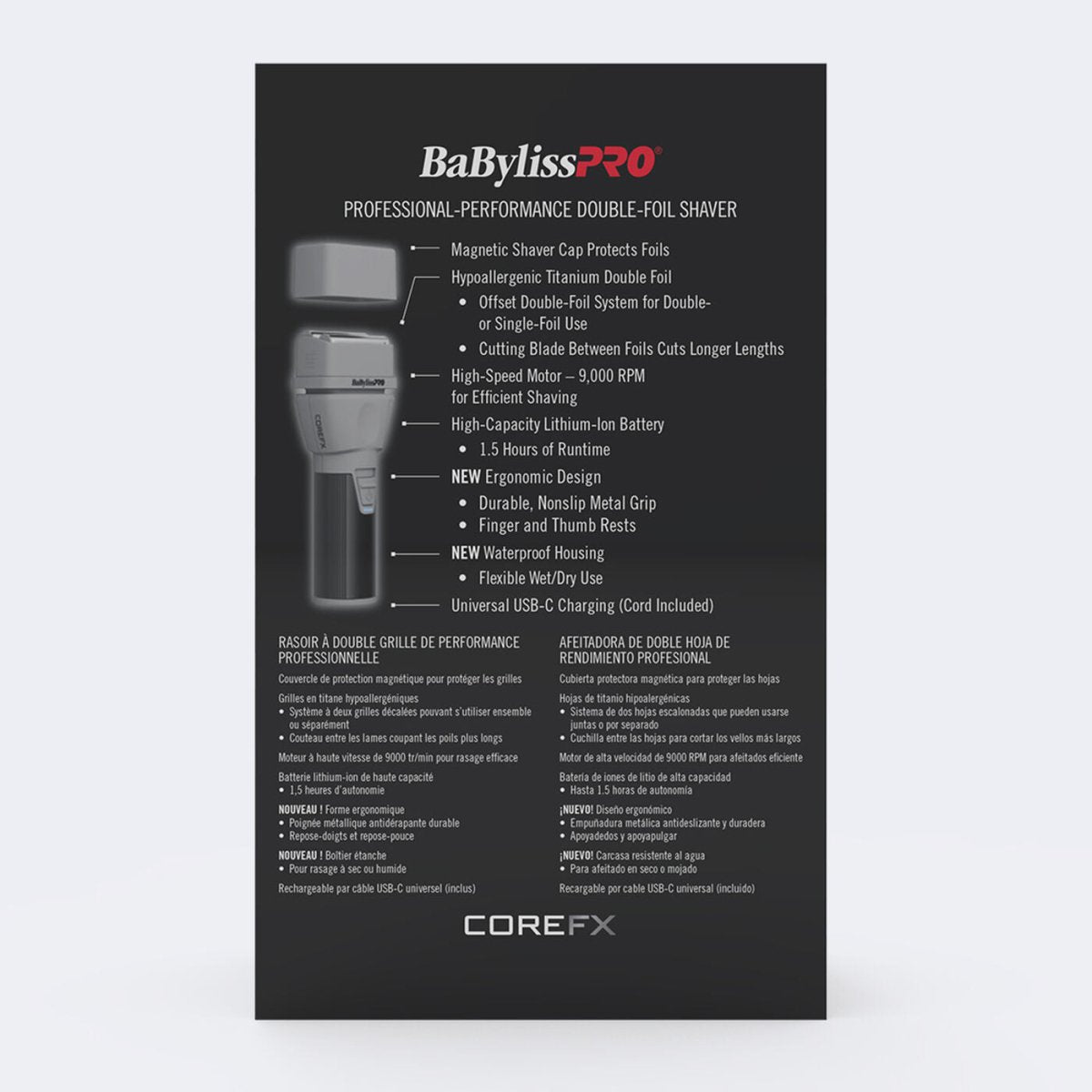 BABYLISSPRO COREFX DOUBLE FOIL SHAVER - GRAY Shaver BABYLISSPRO for sacramento, california, barbers, hair stylist, cosmetologist, beauty industry
