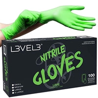 l3vel3  nitrile gloves  lime medium 100 pack