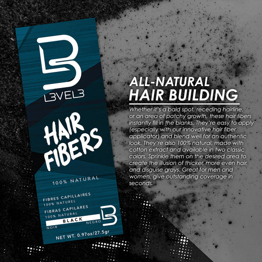L3VEL3 HAIR FIBER - BLACK 0.97 OZ Hair Fiber L3VEL3 for sacramento, california, barbers, hair stylist, cosmetologist, beauty industry