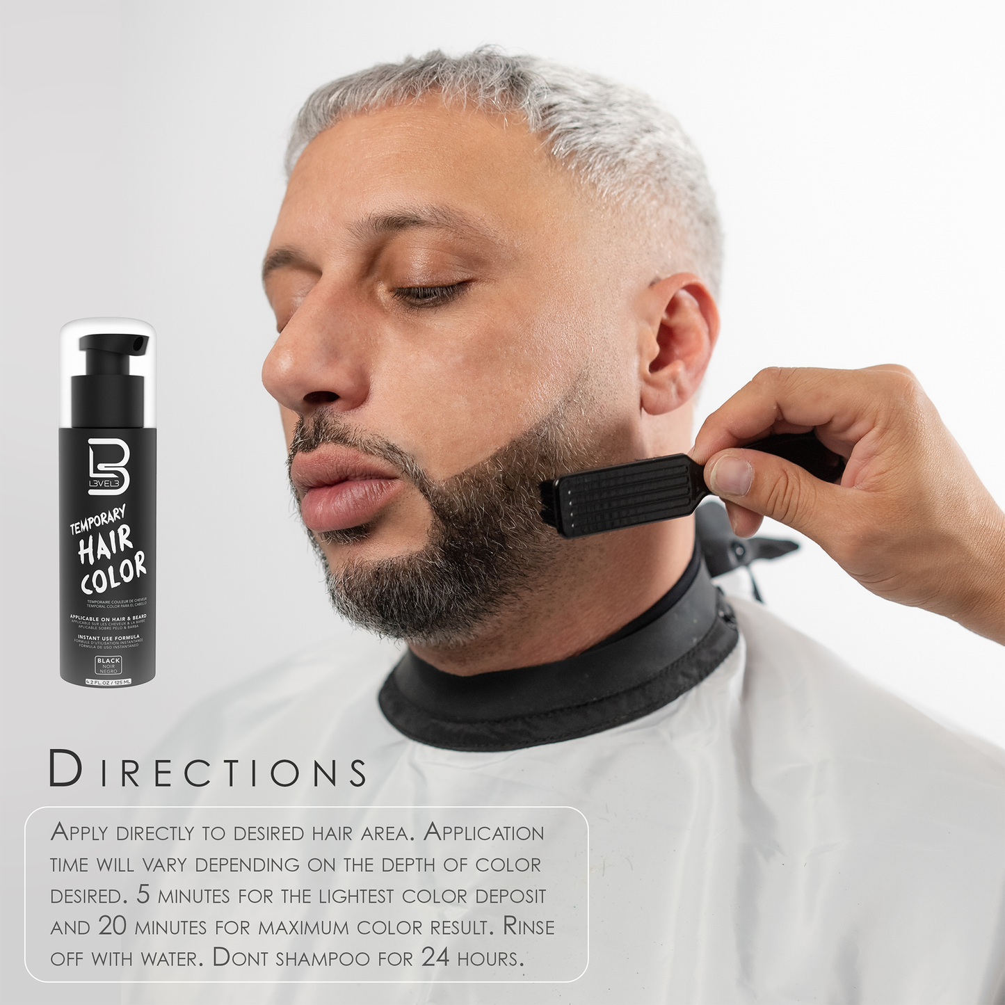L3VEL3 TEMPORARY HAIR & BEARD COLOR - BLACK 4.2 OZ