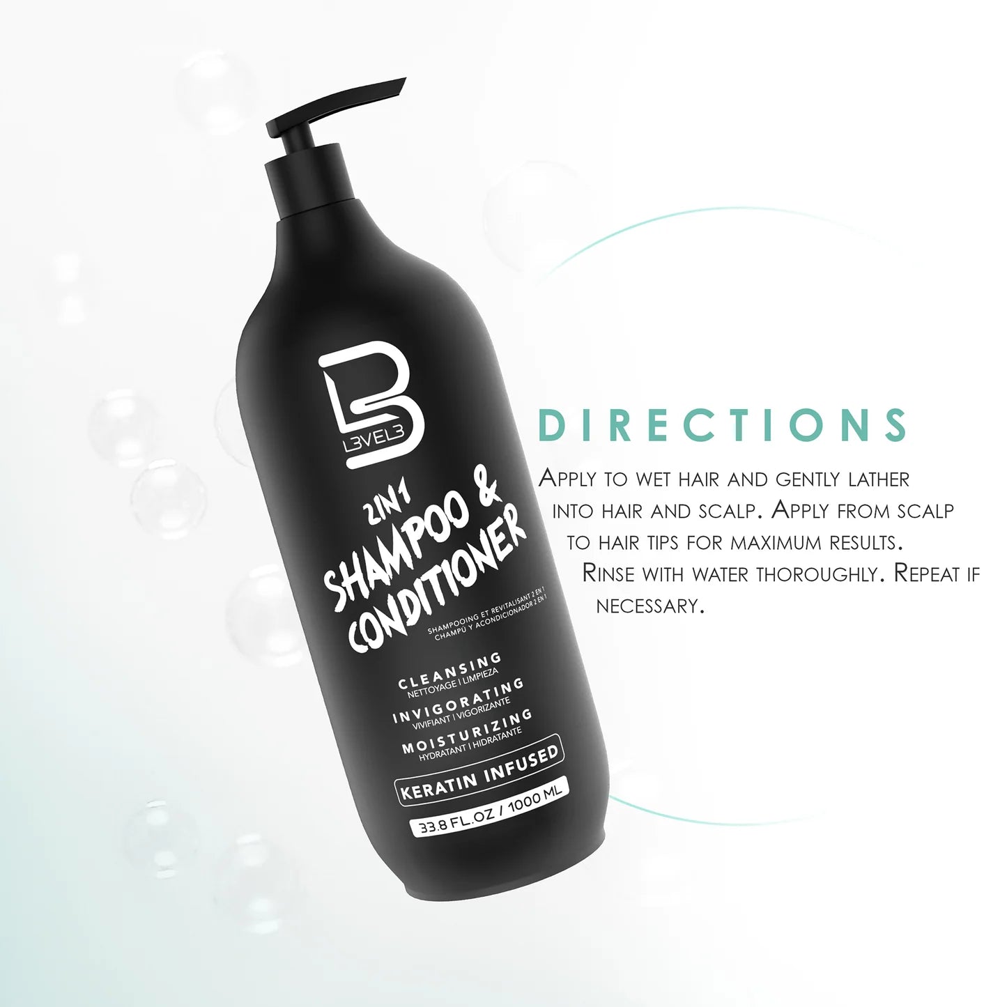 L3VEL3 2 IN 1 SHAMPOO & CONDITIONER - 33.8 OZ