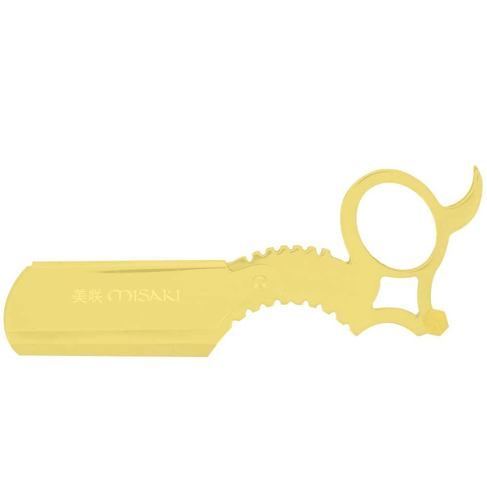 Misaki Gold Finger Straight Razor handleless compact design with finger loop and rest
