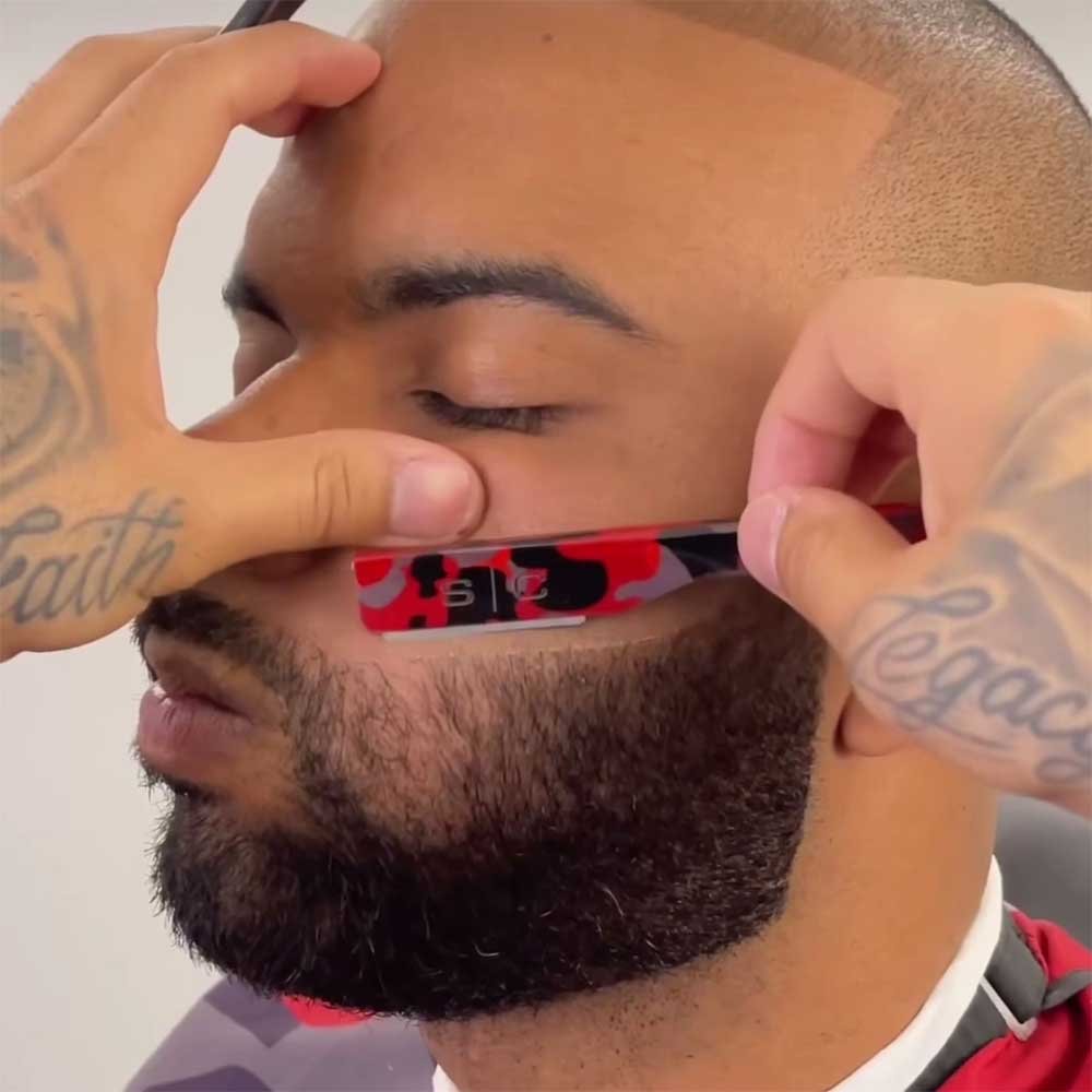 STYLECRAFT DELUXE LINE STRAIGHT EDGE RAZOR - CAMO RED Straight Razor STYLECRAFT for sacramento, california, barbers, hair stylist, cosmetologist, beauty industry