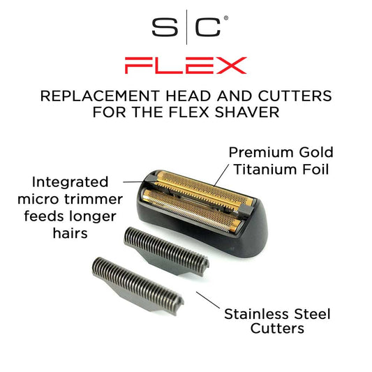 stylecraft flex shaver Replacement Gold Titanium Double Foil Head and Cutter Set
