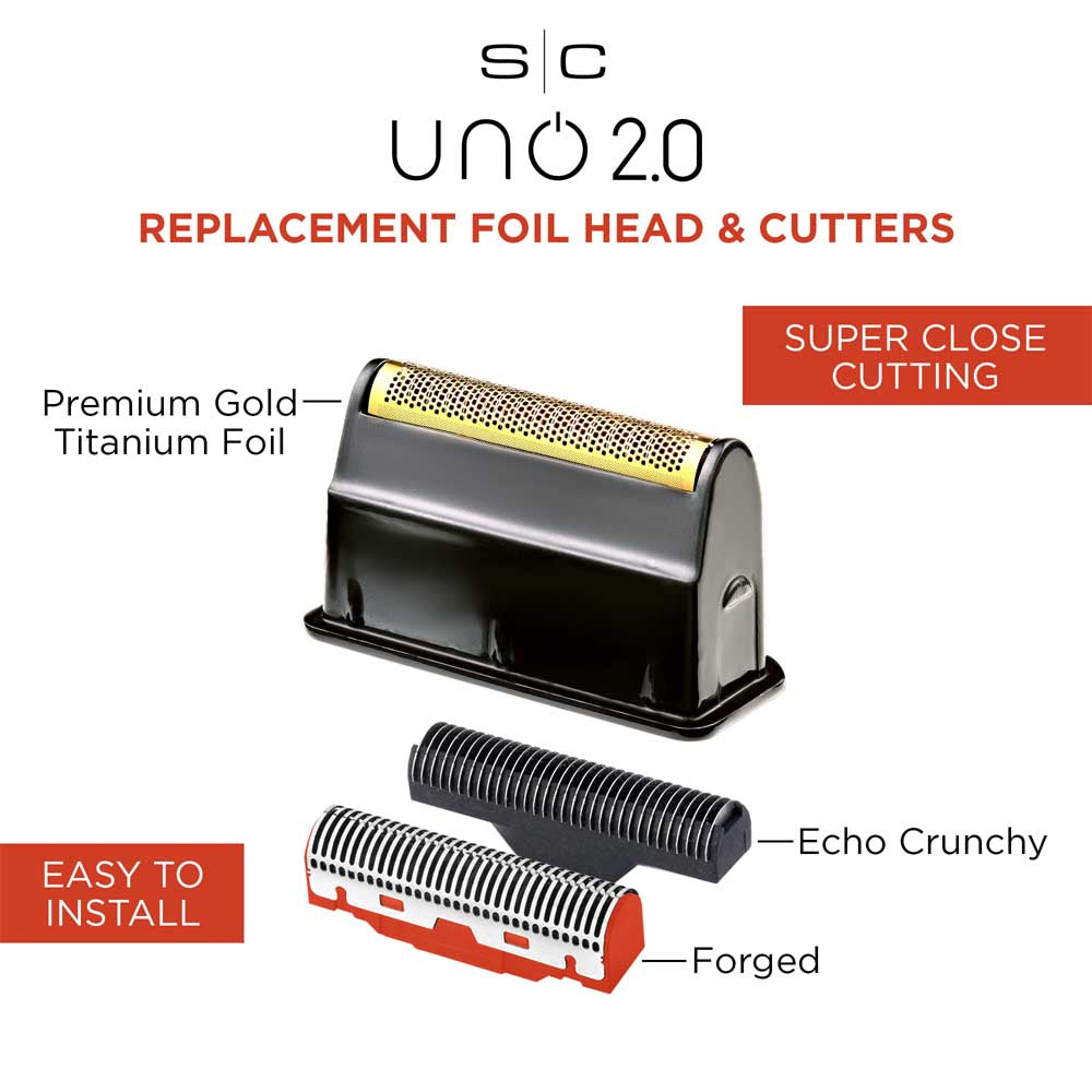 StyleCraft UNO 2.0 replacement foil head and crunchy forged cutter set for electric shavers