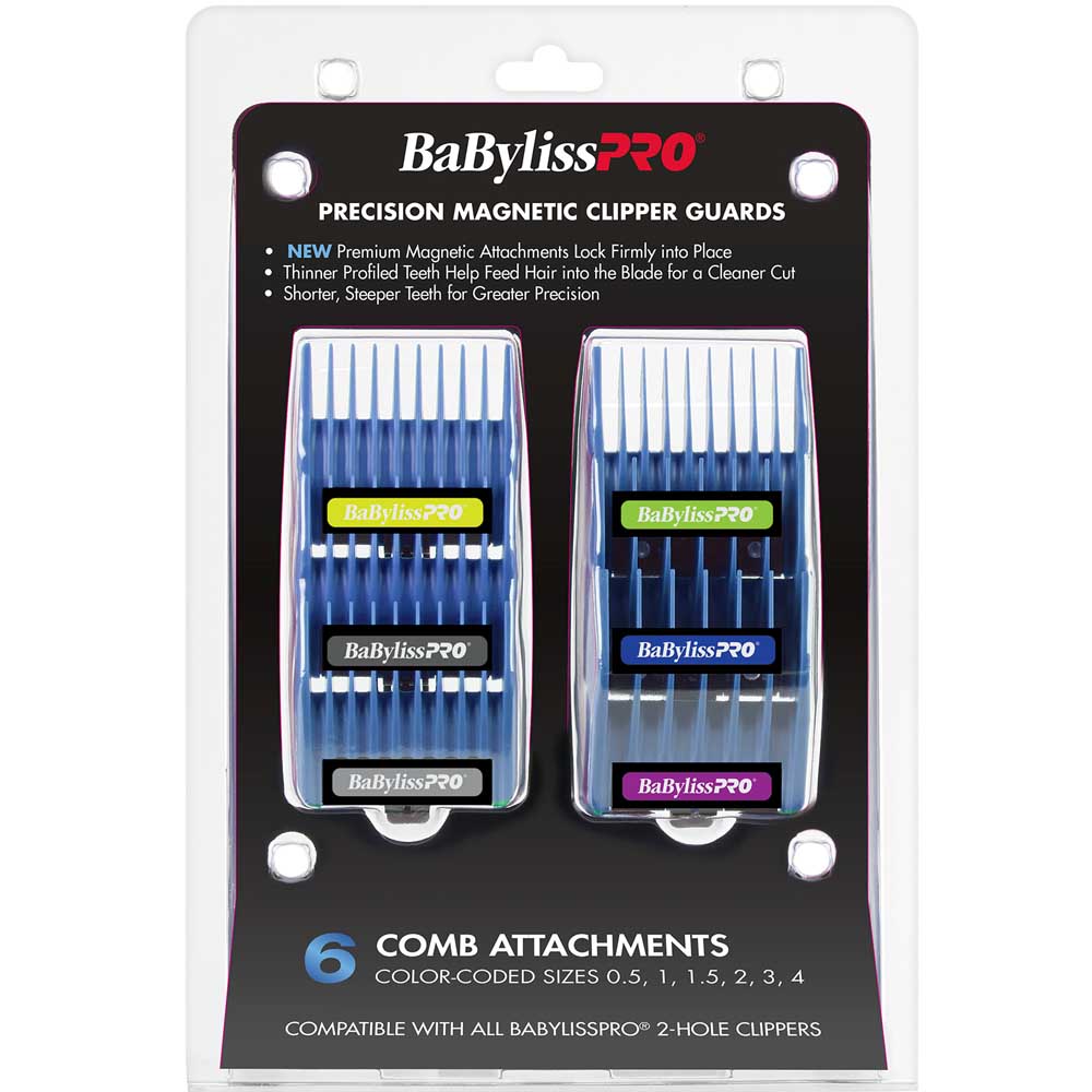 BaBylissPRO 6-piece precision magnetic clipper guard set in retail packaging