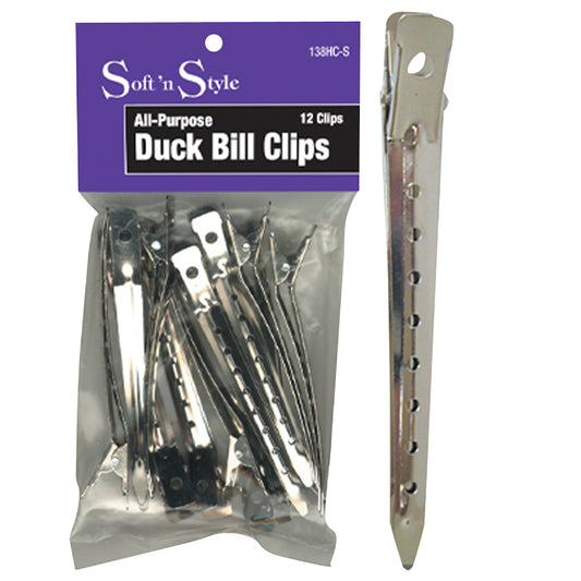 SOFT 'N STYLE ALL PURPOSE DUCK BILL CLIPS - 12 PC