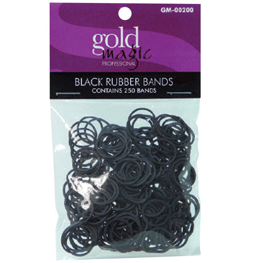 GOLD MAGIC RUBBER BAND - BLACK 250 PC