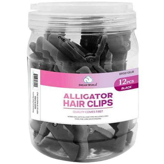 DREAM WORLD ALLIGATOR HAIR CLIP - 12 PC Black Hair Clip DREAM WORLD for sacramento, california, barbers, hair stylist, cosmetologist, beauty industry