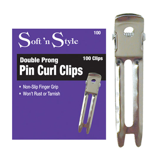 SOFT 'N STYLE DOUBLE PRONG CLIPS - 100 PK