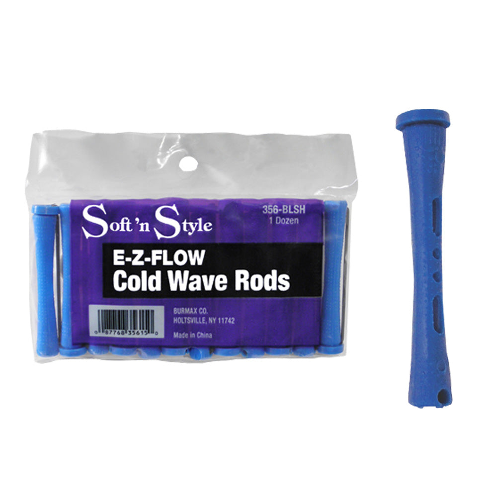 SOFT 'N STYLE E-Z-FLOW COLD WAVE RODS - SHORT BLUE Hair Rod SOFT N STYLE for sacramento, california, barbers, hair stylist, cosmetologist, beauty industry