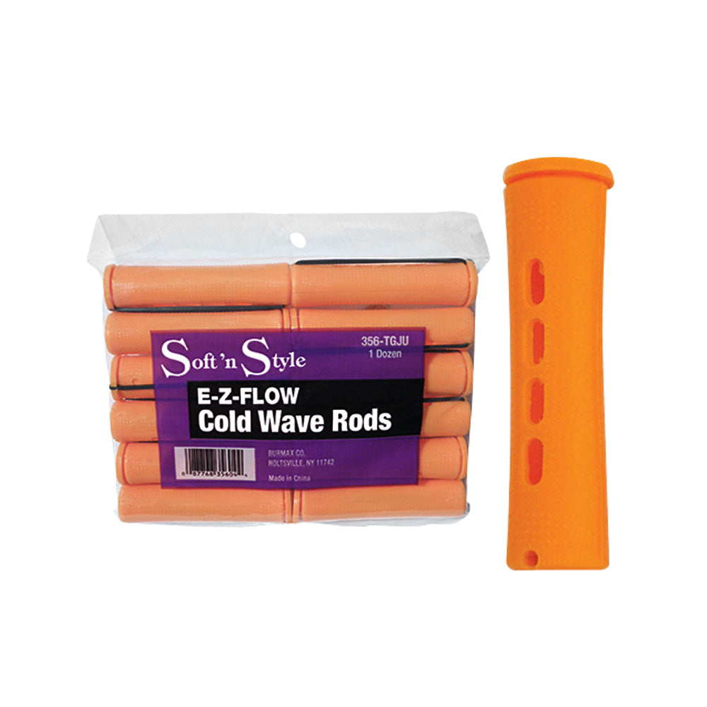 SOFT 'N STYLE E-Z-FLOW COLD WAVE RODS - JUMBO TANGERINE Hair Rod SOFT N STYLE for sacramento, california, barbers, hair stylist, cosmetologist, beauty industry