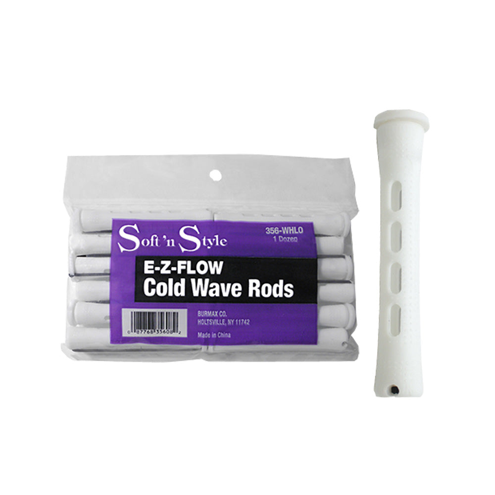SOFT 'N STYLE E-Z-FLOW COLD WAVE RODS - LONG WHITE Hair Rod SOFT N STYLE for sacramento, california, barbers, hair stylist, cosmetologist, beauty industry