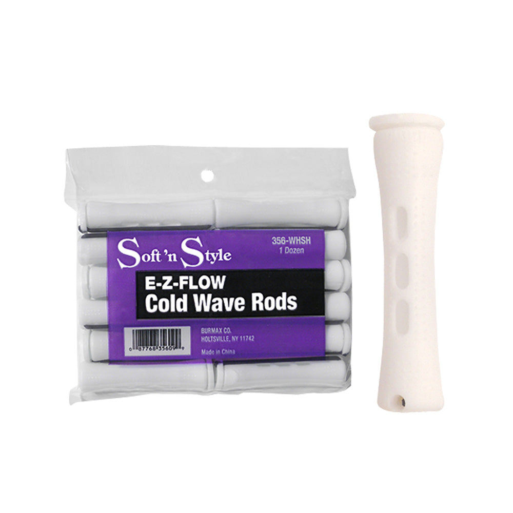 SOFT 'N STYLE E-Z-FLOW COLD WAVE RODS - SHORT WHITE Hair Rod SOFT N STYLE for sacramento, california, barbers, hair stylist, cosmetologist, beauty industry