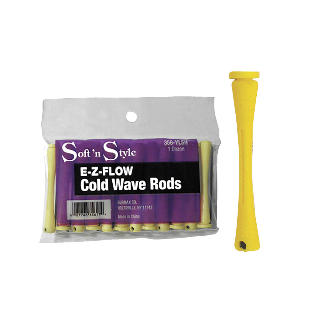 SOFT 'N STYLE E-Z-FLOW COLD WAVE RODS - SHORT YELLOW Hair Rod SOFT N STYLE for sacramento, california, barbers, hair stylist, cosmetologist, beauty industry