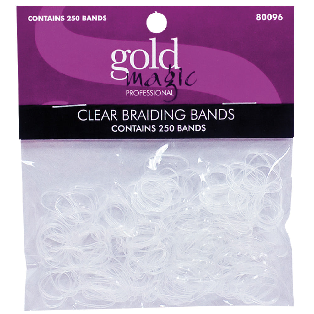 GOLD MAGIC RUBBER BAND - CLEAR 250 PC Hair Band GOLD MAGIC for sacramento, california, barbers, hair stylist, cosmetologist, beauty industry