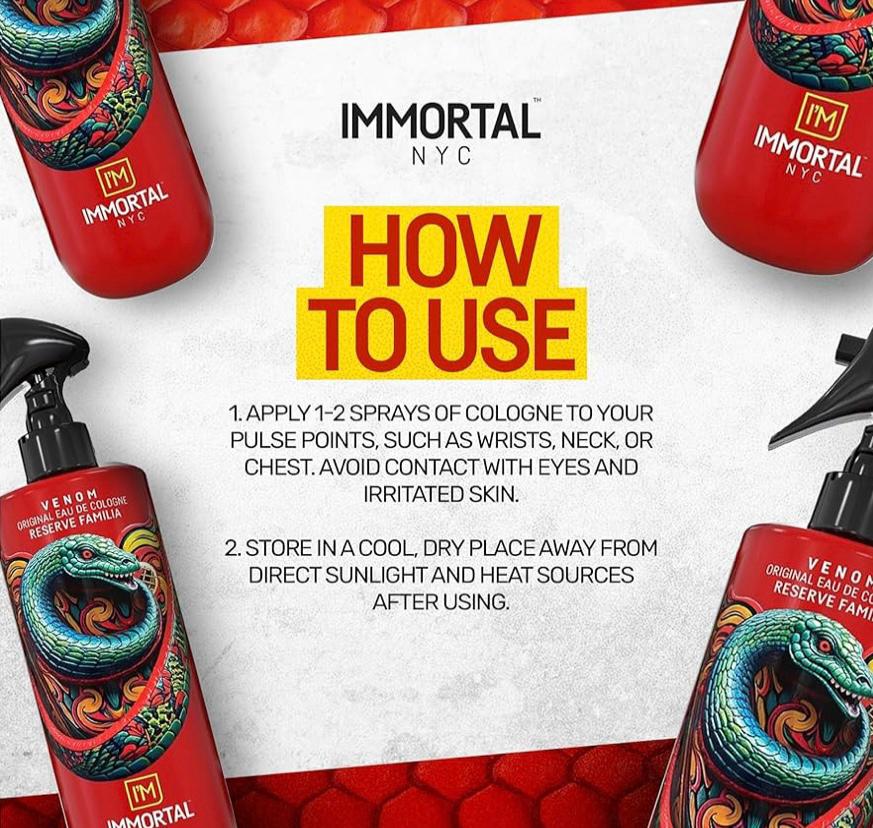 IMMORTAL NYC EAU DE COLOGNE SPRAY VENOM - 16.9 OZ After Shave IMMORTAL for sacramento, california, barbers, hair stylist, cosmetologist, beauty industry