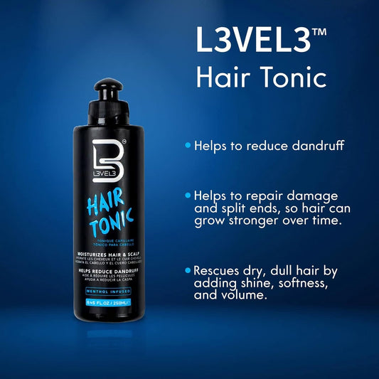 L3VEL3 HAIR TONIC - METHOL INFUSED 8.45 OZ Hair Tonic L3VEL3 for sacramento, california, barbers, hair stylist, cosmetologist, beauty industry