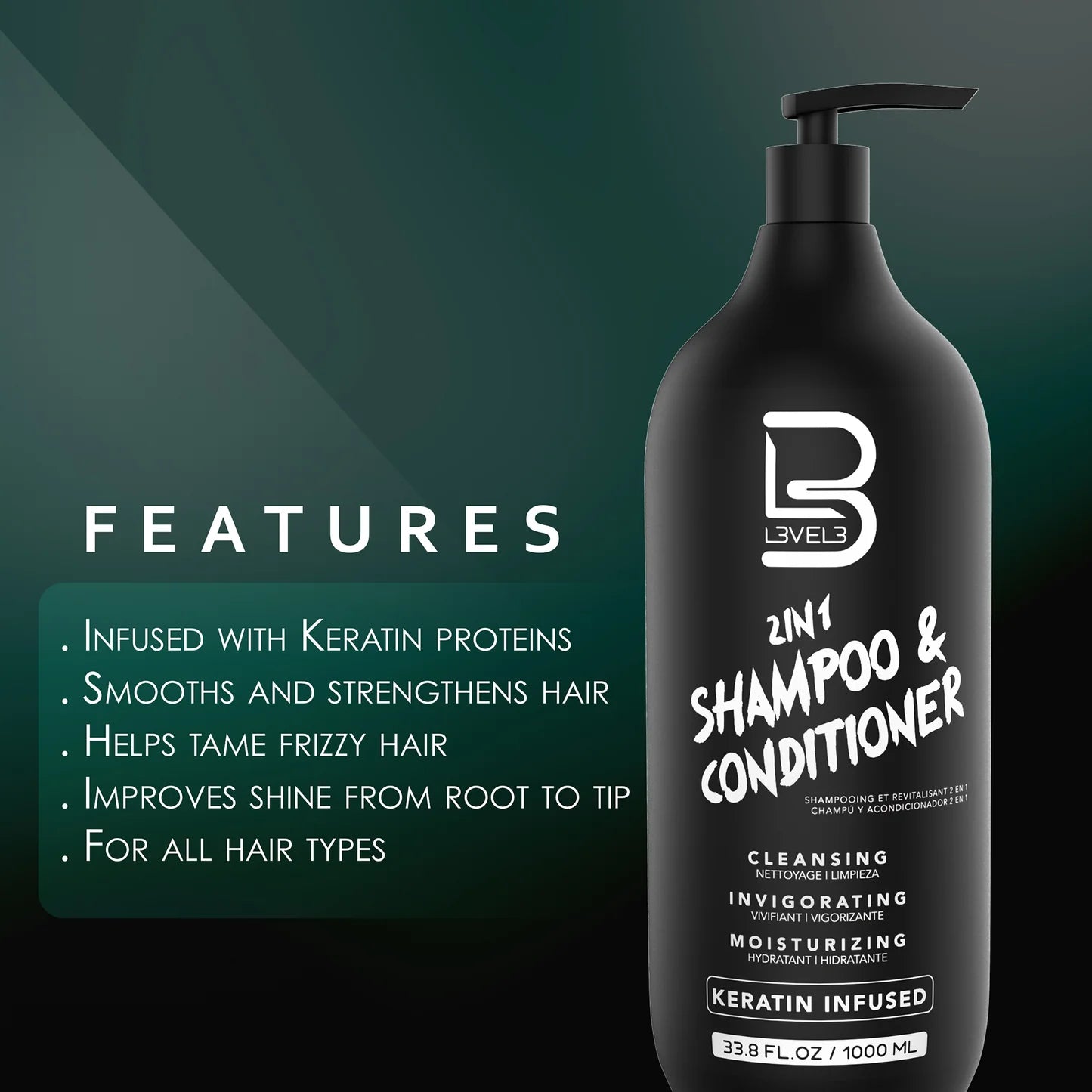 L3VEL3 2 IN 1 SHAMPOO & CONDITIONER - 33.8 OZ