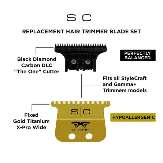 STYLECRAFT X-PRO WIDE FIXED TRIMMER BLADE WITH DLC CUTTER Clipper Blade STYLECRAFT for sacramento, california, barbers, hair stylist, cosmetologist, beauty industry