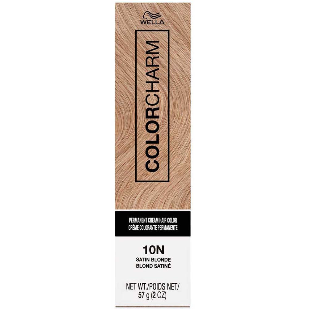 Wella Color Charm hair color box with wooden top on a white background