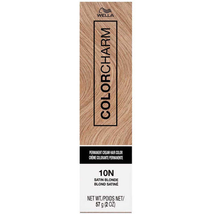 Wella Color Charm hair color box with wooden top on a white background