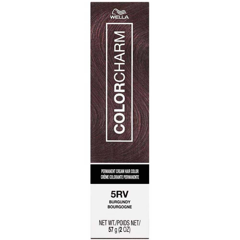 Wella Color Charm hair color box with burgundy shade on a white background