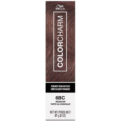 Wella Color Charm hair color box with brown hair swatch on a white background