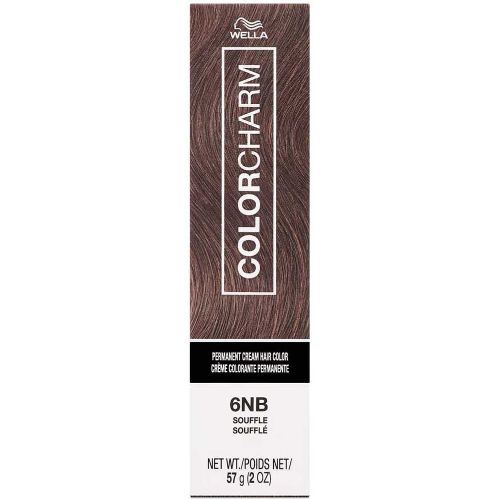 Wella Color Charm hair color box with brown swatch on a white background