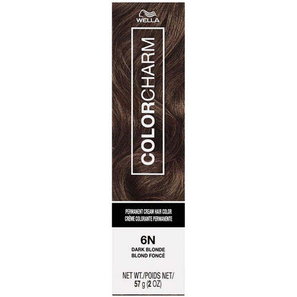 Wella Color Charm hair color packaging with dark blonde shade on a white background