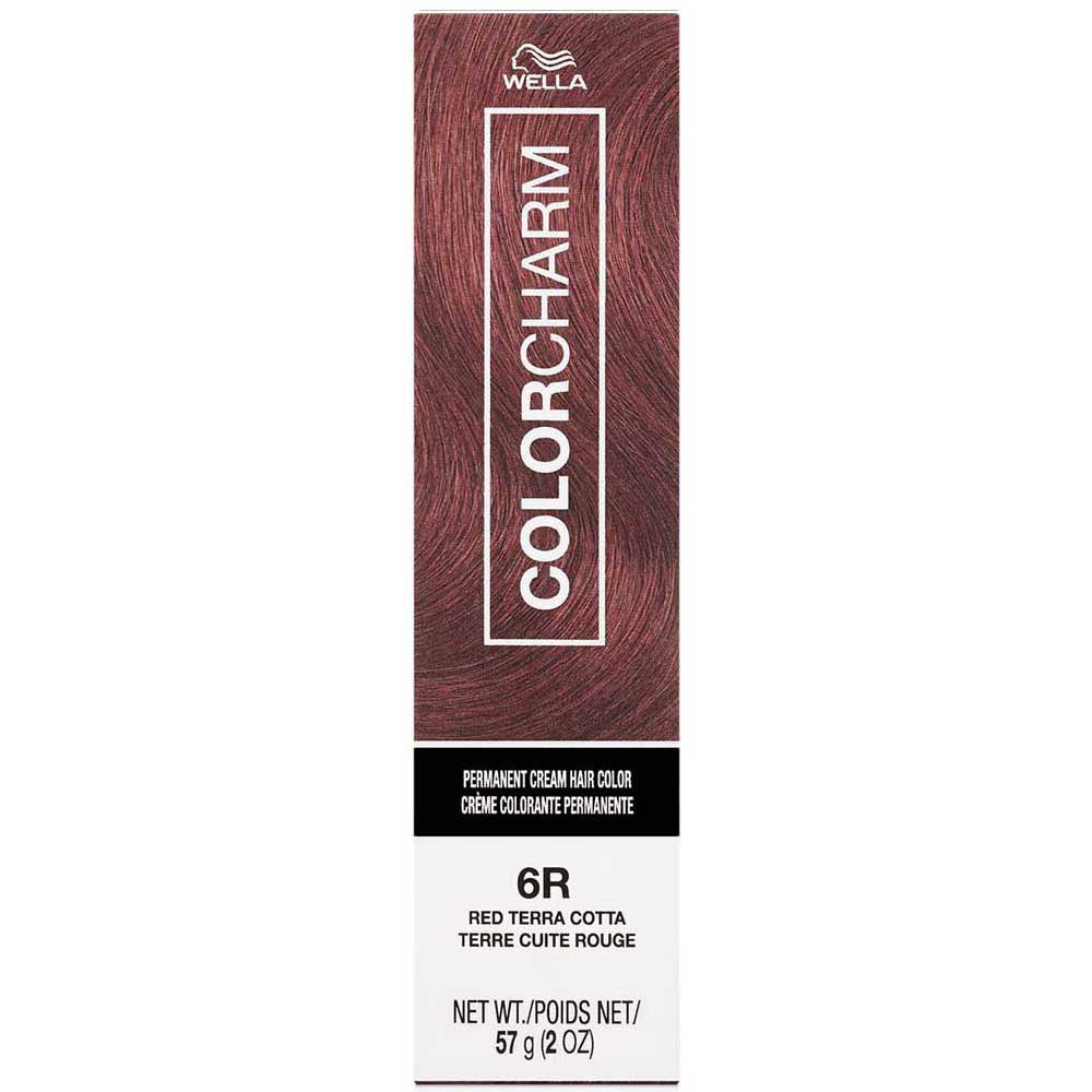 Wella Color Charm hair color box with red shade on a white background