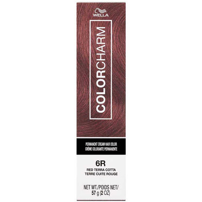 Wella Color Charm hair color box with red shade on a white background